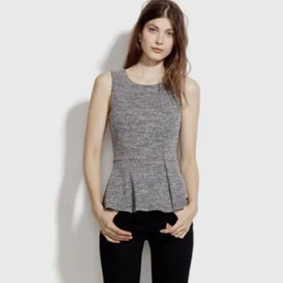 Madewell Sweetheart Sleeveless Sweatshirt Peplum Top Gray $78 Womens Medium M - Picture 1 of 6